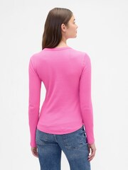 Gap Pink Waffle Knit Crew Neck T-Shirt - Image 2 of 4