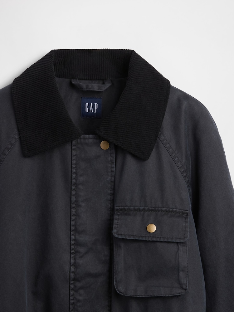 Gap Black Waxed Barn Jacket - Image 5 of 5 Gap Black Waxed Barn Jacket - Image 5 of 5