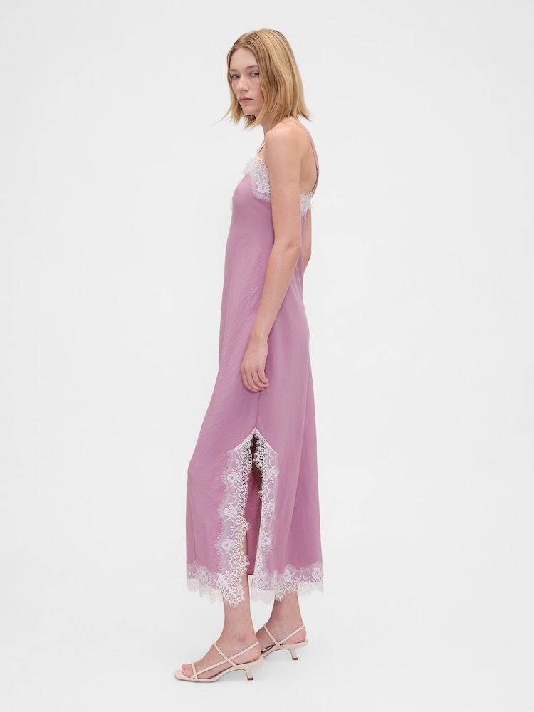 Buy Gap Pink Lace-Trim Maxi Slip Dress from Next Netherlands Buy Gap Pink Lace-Trim Maxi Slip Dress from Next Netherlands