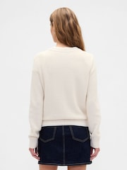Gap Cream Cotton Cable Knit Sweatshirt - Image 2 of 5
