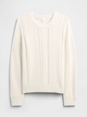Gap Cream Cotton Cable Knit Sweatshirt - Image 4 of 5