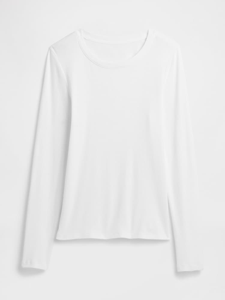 Gap White Long Sleeve Modern Crewneck T-Shirt - Image 5 of 5 Gap White Long Sleeve Modern Crewneck T-Shirt - Image 5 of 5