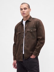 Gap Brown Denim Relaxed Shirt - Image 1 of 3