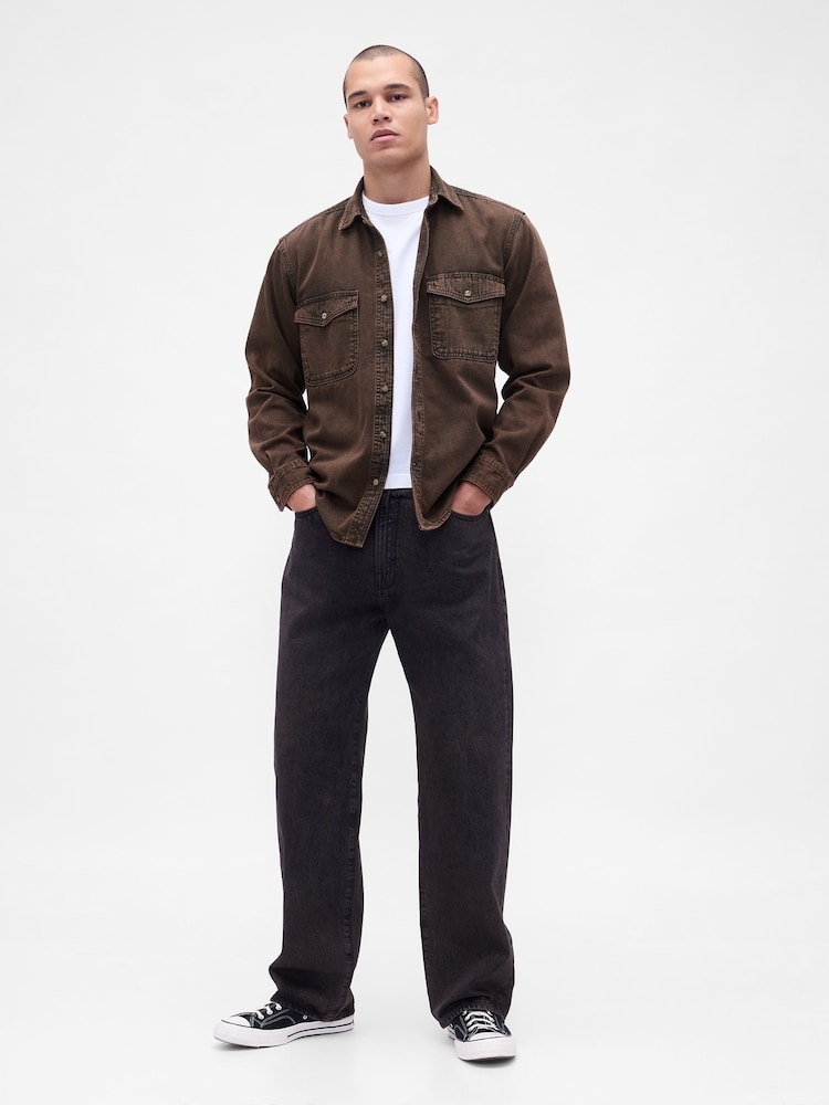Gap Brown Denim Relaxed Shirt - Image 3 of 3