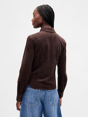 Gap Brown Vegan Suede Fitted Shirt - Image 2 of 4