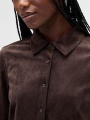 Gap Brown Vegan Suede Fitted Shirt - Image 4 of 4
