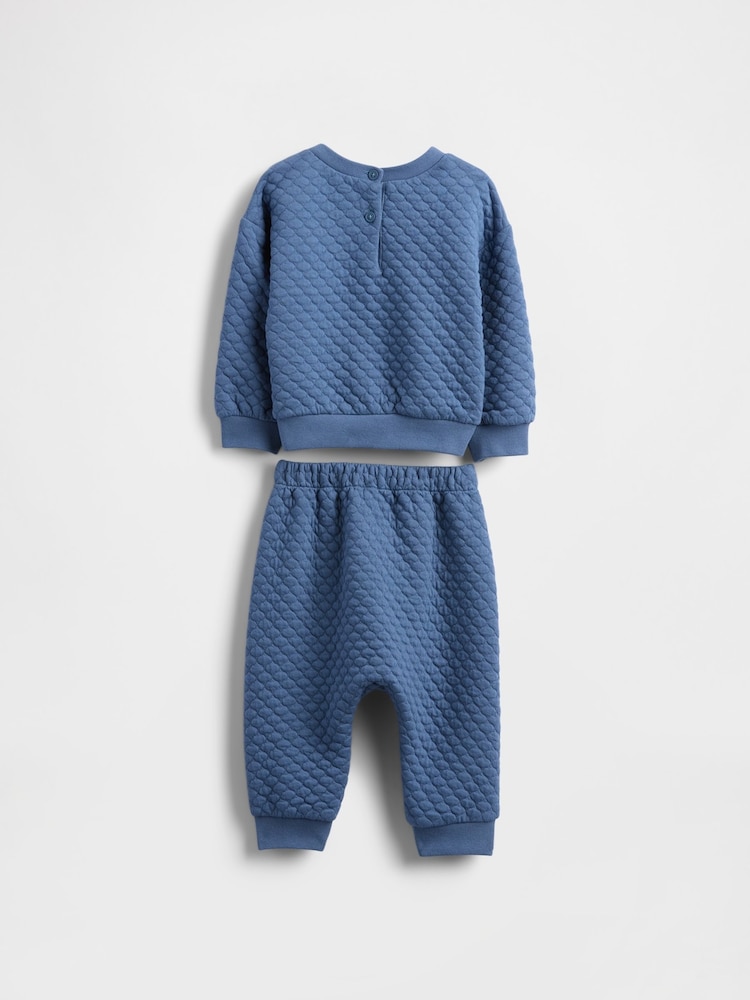 Gap Blue Quilted Brannan Bear Pocket Outfit Set (0-24mths) - Image 2 of 2 Gap Blue Quilted Brannan Bear Pocket Outfit Set (0-24mths) - Image 2 of 2