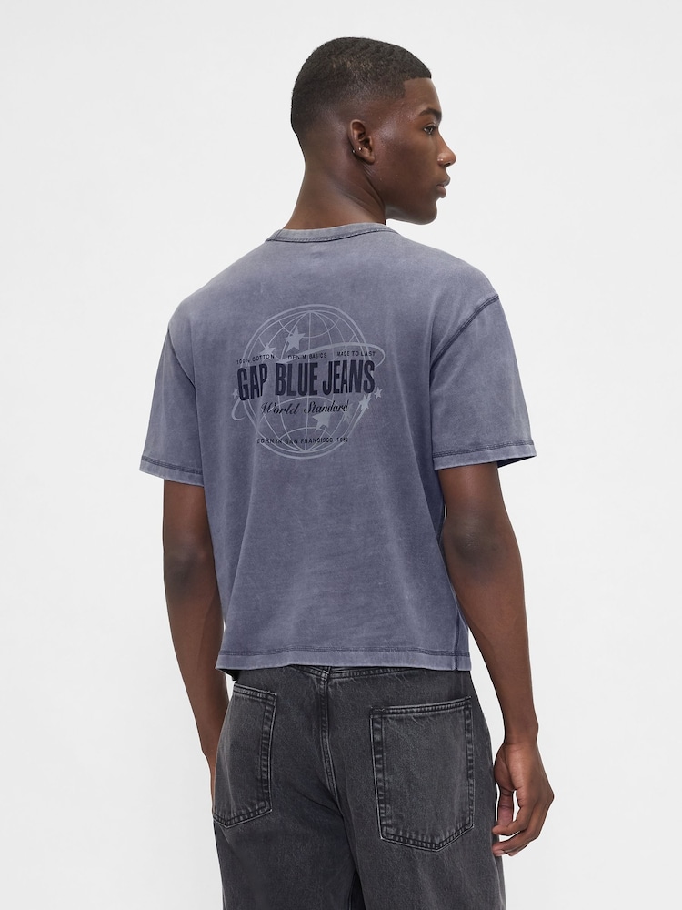 Azul lavado - Gap Heavyweight Crop Graphic T-Shirt - Imagen 2 de 4