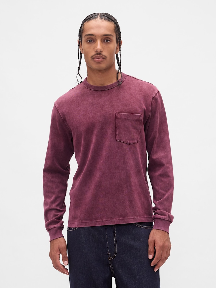 Gap Washed Red Heavyweight Relaxed T-Shirt - Image 1 of 3