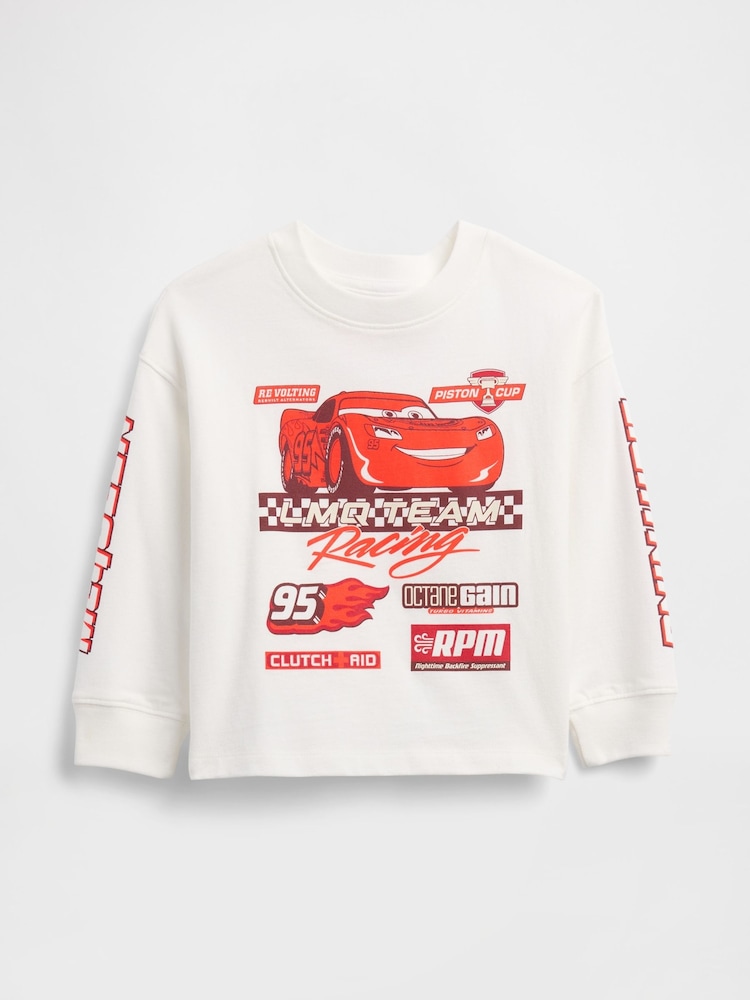 Gap White Disney Cars Graphic Sweatshirt (6mths-5yrs) (6mths-5yrs) - Image 1 of 2