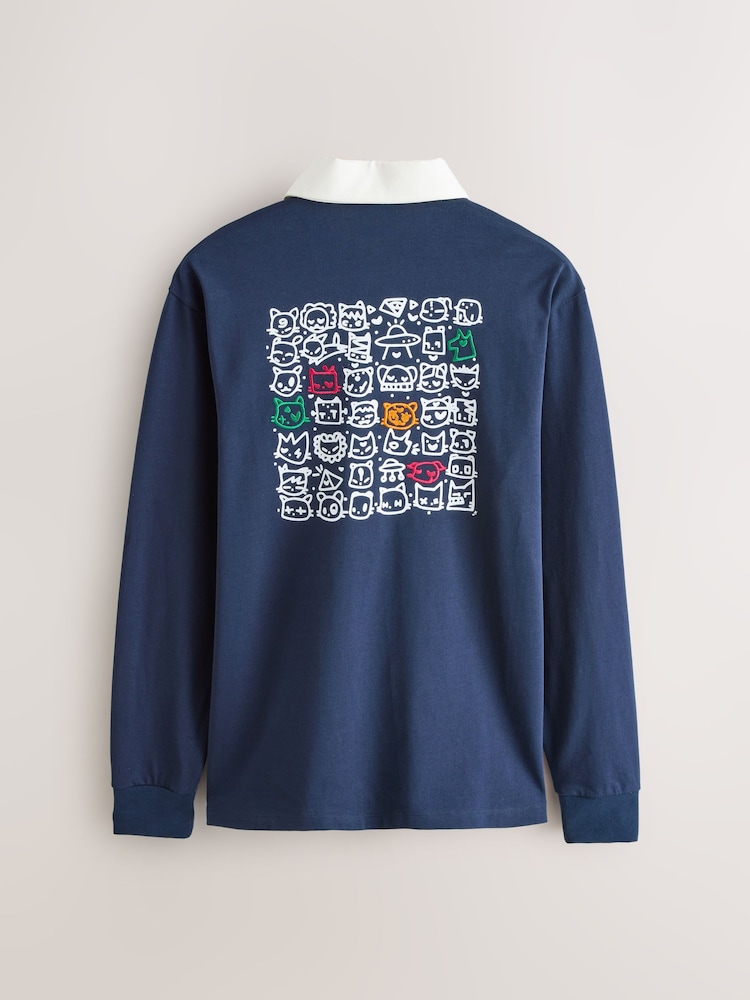 Navy Blue Tut Cat Licence Rugby Shirt - Image 2 of 5