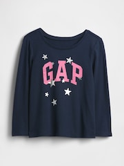 Azul marino - Gap Logo Crew Neck Long Sleeve T-Shirt (6mths-5yrs) (6mths-5yrs) - Imagen 1 de 3