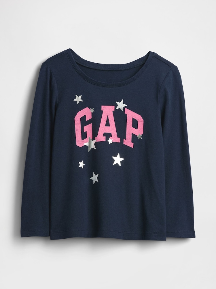 Azul marino - Gap Logo Crew Neck Long Sleeve T-Shirt (6mths-5yrs) (6mths-5yrs) - Imagen 1 de 3