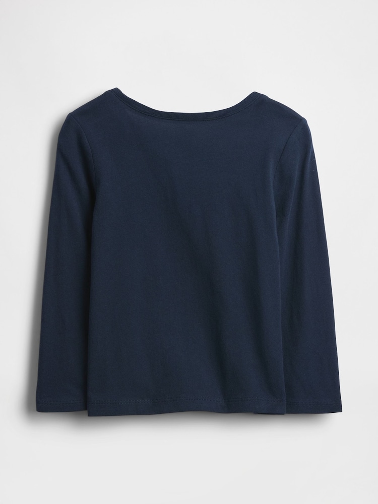 Azul marino - Gap Logo Crew Neck Long Sleeve T-Shirt (6mths-5yrs) (6mths-5yrs) - Imagen 2 de 3