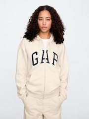 Gap Light Natural Relaxed Logo Zip-Up Hoodie - Image 1 of 4