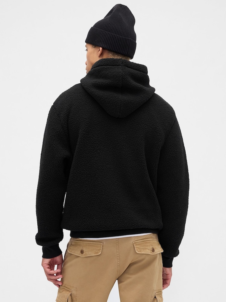 Gap Black Relaxed Logo Sherpa Knit Hoodie - Image 2 of 4