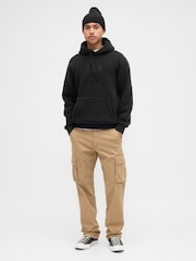 Gap Black Relaxed Logo Sherpa Knit Hoodie - Image 3 of 4
