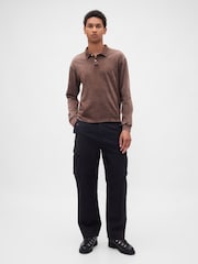 Gap Brown Heavyweight Jersey Polo Shirt - Image 3 of 4