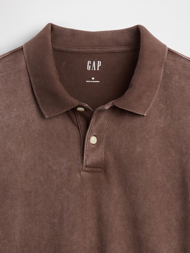 Gap Brown Heavyweight Jersey Polo Shirt - Image 4 of 4