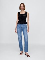 Gap Black Lace-Trim Peplum Crop Top - Image 3 of 3