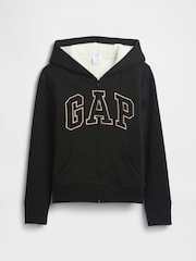 Gap Black Logo Sherpa Hoodie (4-13yrs) - Image 1 of 3