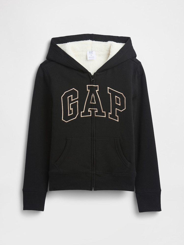 Gap Black Logo Sherpa Hoodie (4-13yrs) - Image 1 of 3