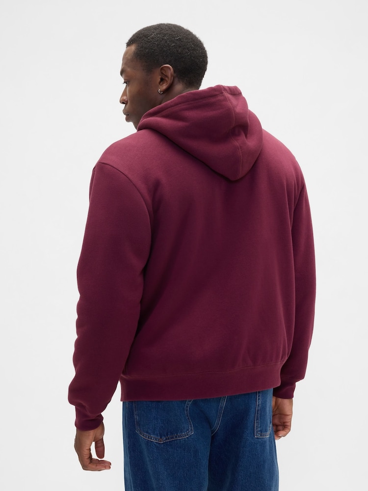 Gap Red Relaxed Logo Sherpa-Lined Zip Hoodie - Image 2 of 4