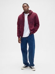 Gap Red Relaxed Logo Sherpa-Lined Zip Hoodie - Image 3 of 4