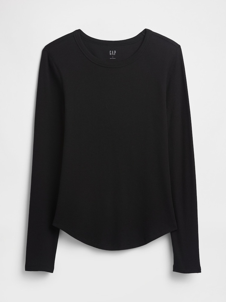 Gap Black Waffle Knit Crew Neck T-Shirt - Image 3 of 3