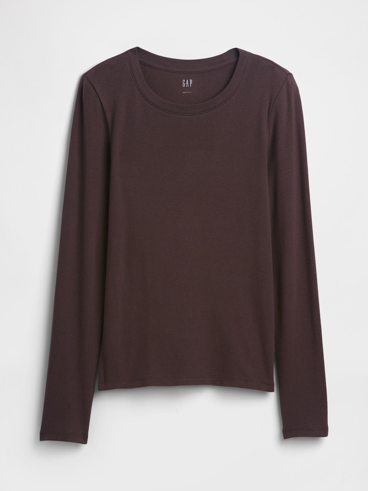 Gap Brown Long Sleeve Modern Crewneck T-Shirt - Image 5 of 5 Gap Brown Long Sleeve Modern Crewneck T-Shirt - Image 5 of 5