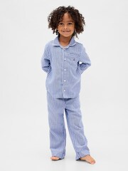 Gap Blue Stripe Flannel Pyjama Top & Trousers Set (6mths-5yrs) (6mths-5yrs) - Image 1 of 4