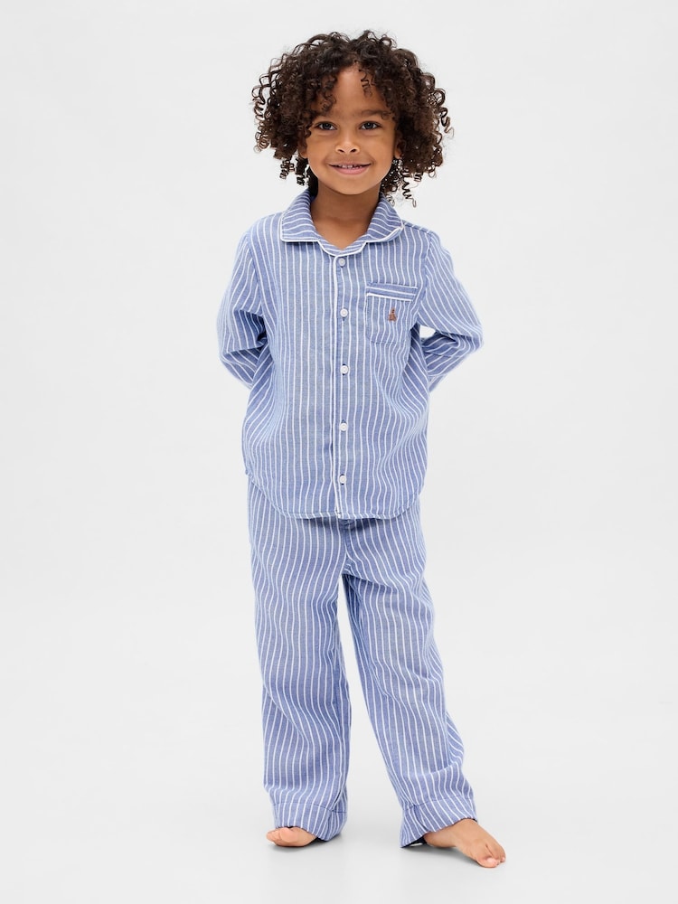 Gap Blue Stripe Flannel Pyjama Top & Trousers Set (6mths-5yrs) (6mths-5yrs) - Image 1 of 4
