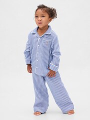 Gap Blue Stripe Flannel Pyjama Top & Trousers Set (6mths-5yrs) (6mths-5yrs) - Image 2 of 4