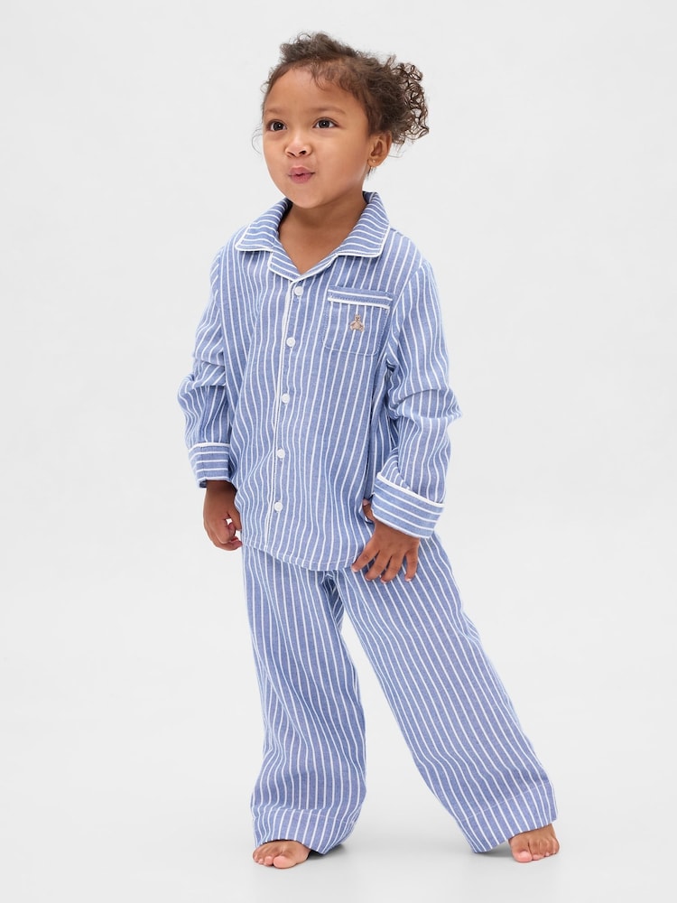 Gap Blue Stripe Flannel Pyjama Top & Trousers Set (6mths-5yrs) (6mths-5yrs) - Image 2 of 4
