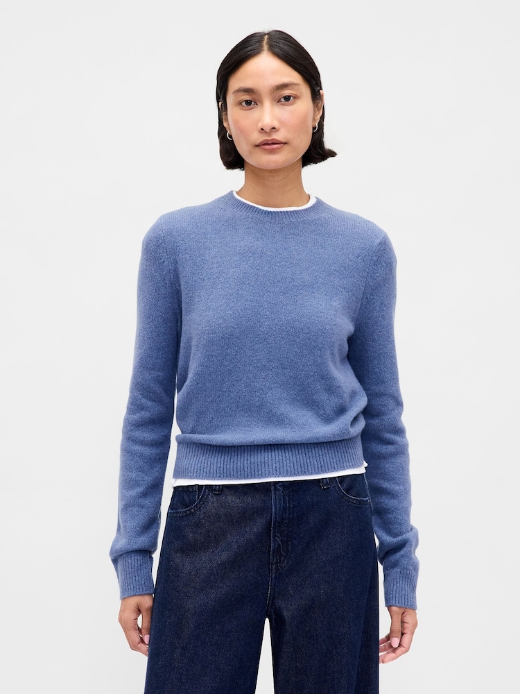Gap Blue Soft Touch Crew Neck Jumper - Image 1 of 4 Gap Blue Soft Touch Crew Neck Jumper - Image 1 of 4