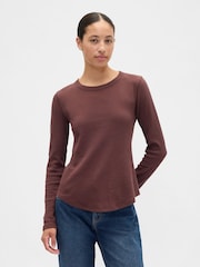 Gap Brown Waffle Knit Crew Neck T-Shirt - Image 1 of 4
