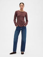 Gap Brown Waffle Knit Crew Neck T-Shirt - Image 3 of 4