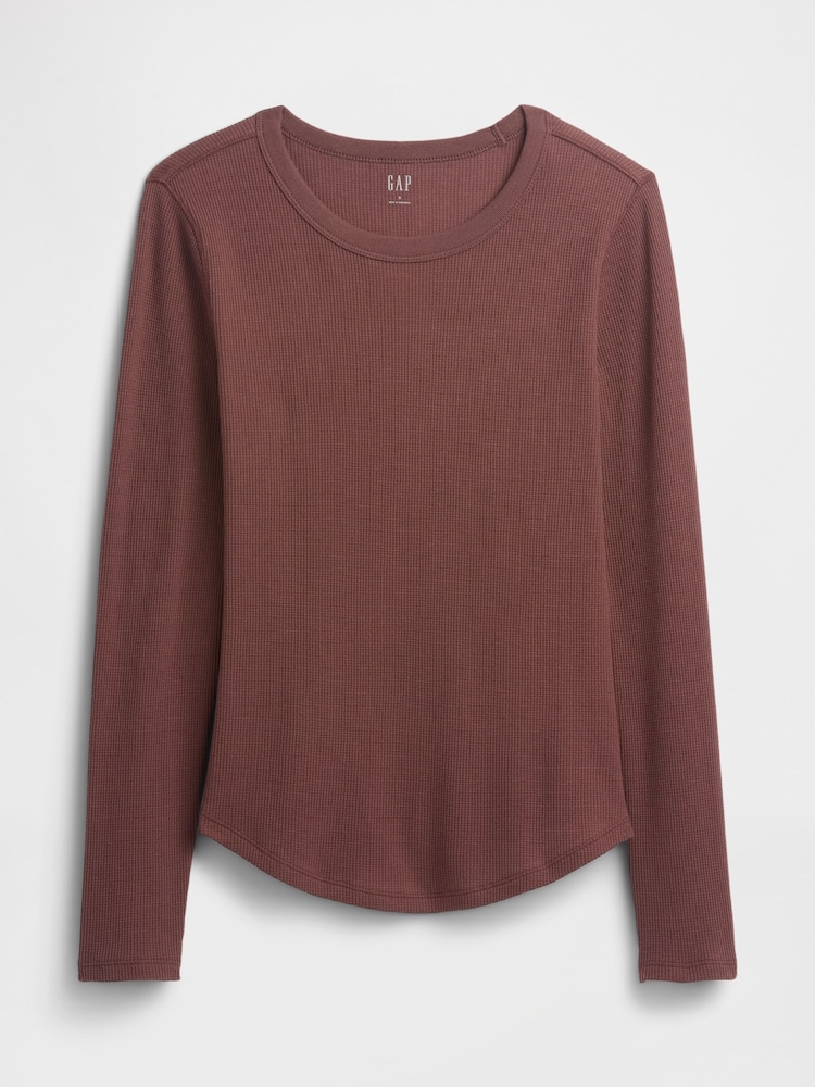 Gap Brown Waffle Knit Crew Neck T-Shirt - Image 4 of 4