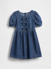 Gap Blue Denim Puff-Sleeve Bow Dress (6mths-5yrs) (6mths-5yrs) - Image 2 of 3