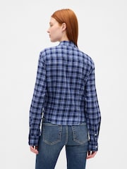 Gap Blue Check Flannel Fitted Check Shirt - Image 2 of 3