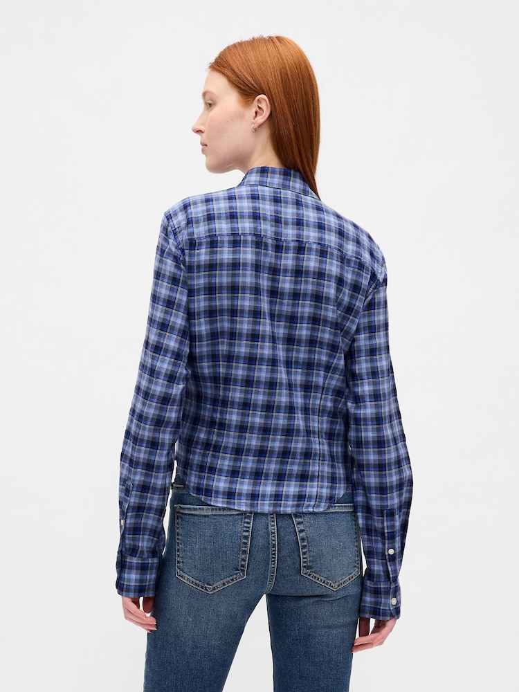 Gap Blue Check Flannel Fitted Check Shirt - Image 2 of 3
