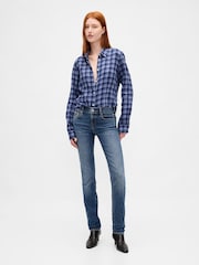 Gap Blue Check Flannel Fitted Check Shirt - Image 3 of 3