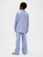 Gap Blue Stripe Flannel Pyjama Top & Trousers Set (6-13yrs) (6-13yrs) - Image 2 of 6