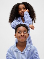 Gap Blue Stripe Flannel Pyjama Top & Trousers Set (6-13yrs) (6-13yrs) - Image 4 of 6