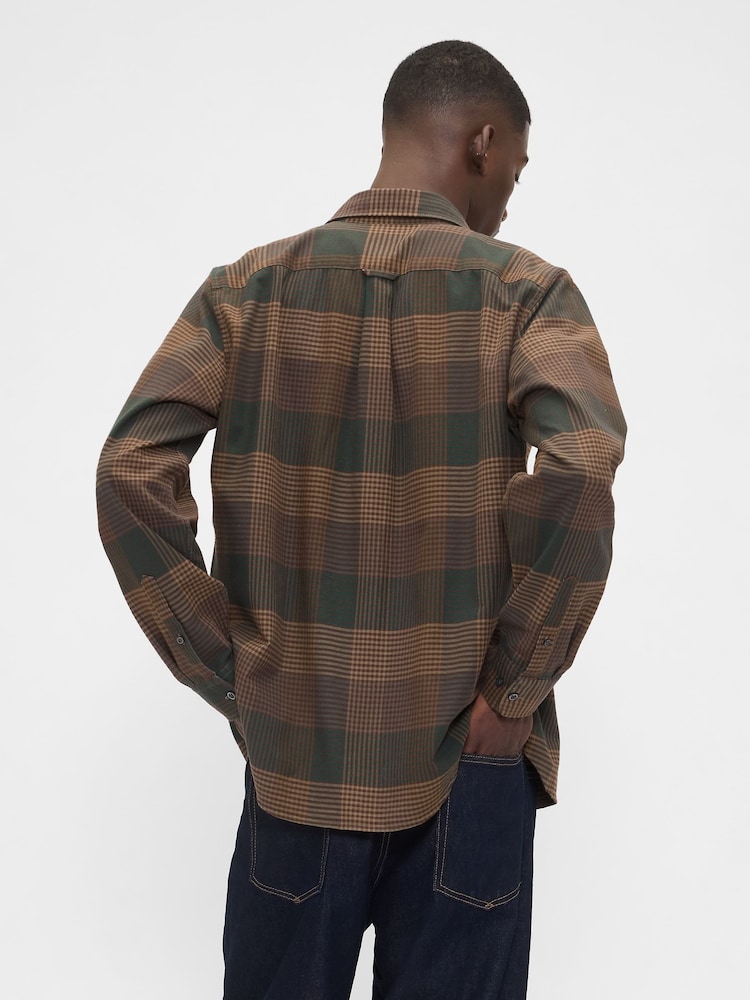 Gap Brown/Khaki Check Oxford Shirt - Image 2 of 4 Gap Brown/Khaki Check Oxford Shirt - Image 2 of 4
