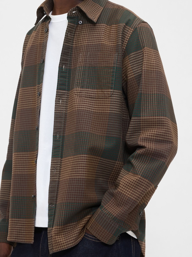 Gap Brown/Khaki Check Oxford Shirt - Image 4 of 4 Gap Brown/Khaki Check Oxford Shirt - Image 4 of 4