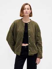 Gap Green Oversized VintageSoft Quilted Jacket - Image 1 of 4