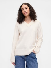 Gap Cream V-Neck Sweatshirt - Image 1 of 5