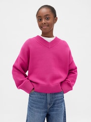 Gap Pink Boxy V-Neck Jumper (4-13yrs) - Image 1 of 5