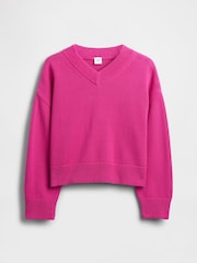 Gap Pink Boxy V-Neck Jumper (4-13yrs) - Image 4 of 5